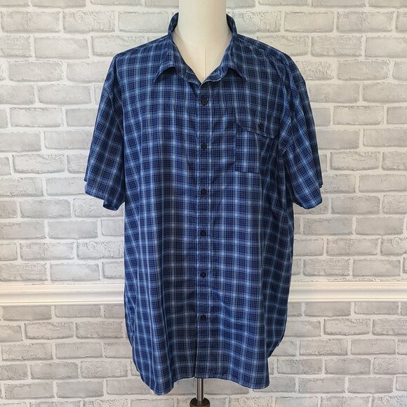 American Outback Blue Plaid Vented Mesh Hiking Outdoor Fishing Shirt Mens 3XL - Picture 1 of 9